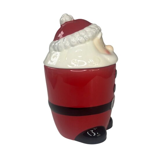 Santa Claus Ceramic Mug Lid & Spoon Red White Holiday - Picture 2 of 10